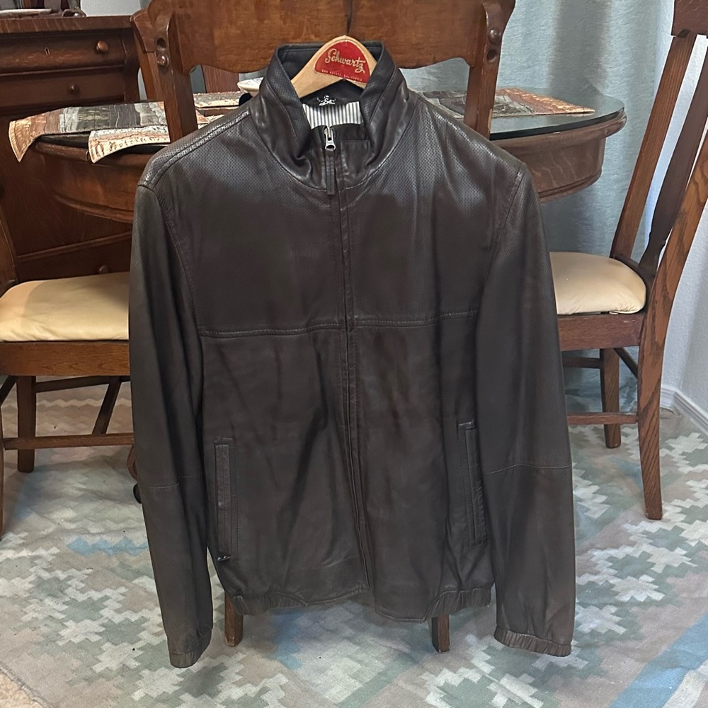 B & C (BOD & Christensen) Brown Cafe Perforated Leather Jacket in a size Medium